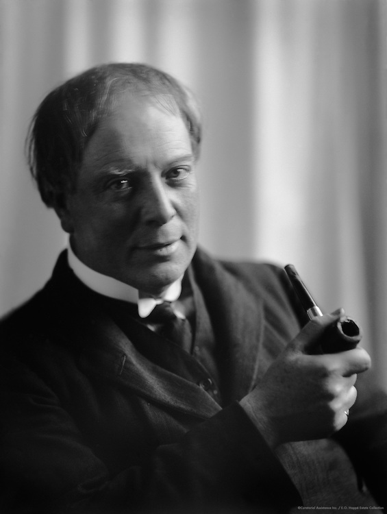 Early horror author Arthur Machen, author of "The Great God Pan," seen here smoking his pipe.